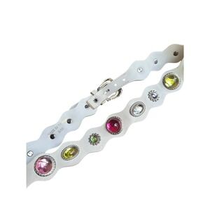 Vintage White Leather Western Belt Cabochon Rhinestone Buckle‎ – Bertani Estate